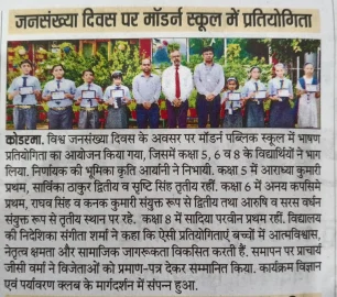 World Population Day Speech - Modern Public School